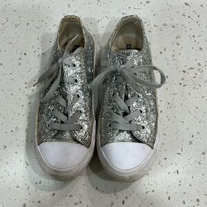Silver glitter converse